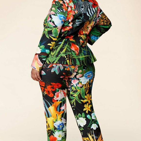 NEW Plus Size Forest Print Pantsuit - Picture 2 of 7